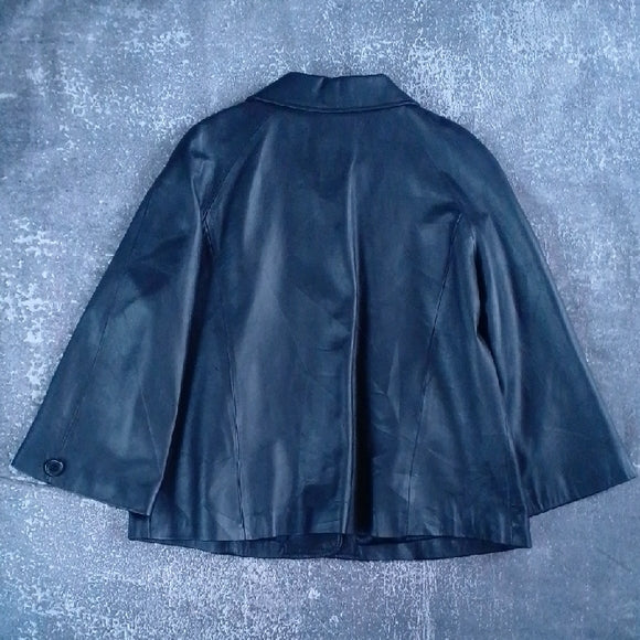 IDENTITY LEATHER FLARED ARMS JACKET