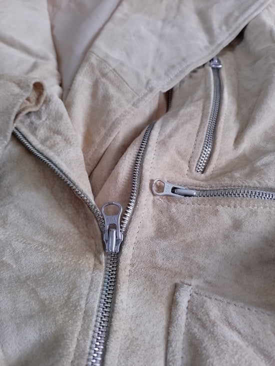 Women’s Suede Moto Jacket - Beige LEATHER SMART SET