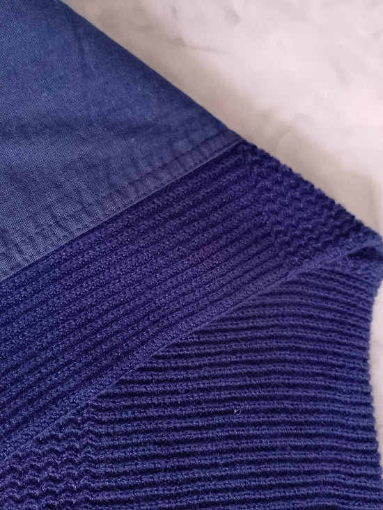 Vintage 90s Navy Blue Mixed-Media Sweater VIA FARINO