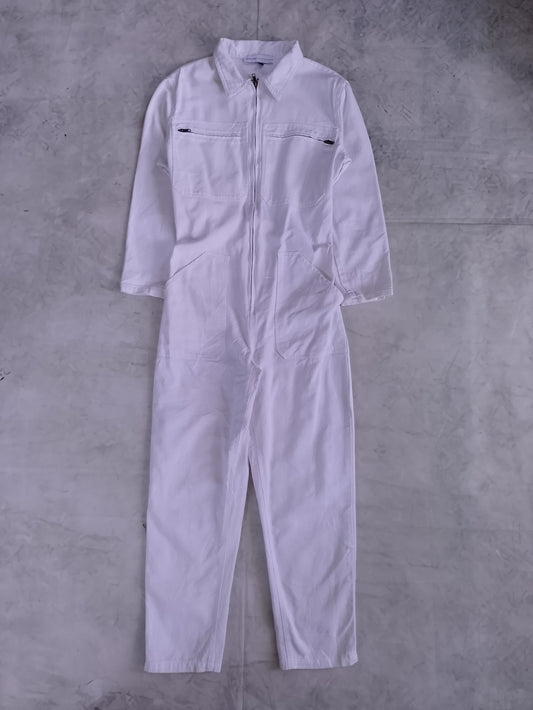 Laetitia Ivanez X Galeries Lafayette White Women's Zip-Front Utility Jumpsuit
