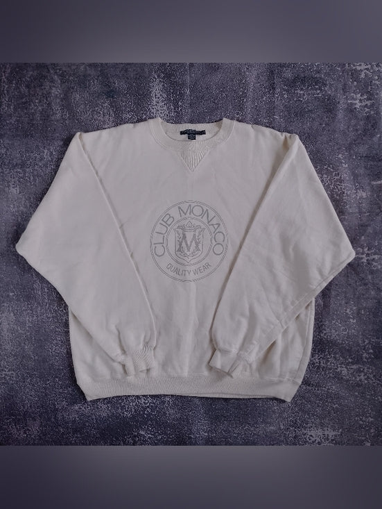 Vintage Club Monaco Cream Logo Crewneck Sweater