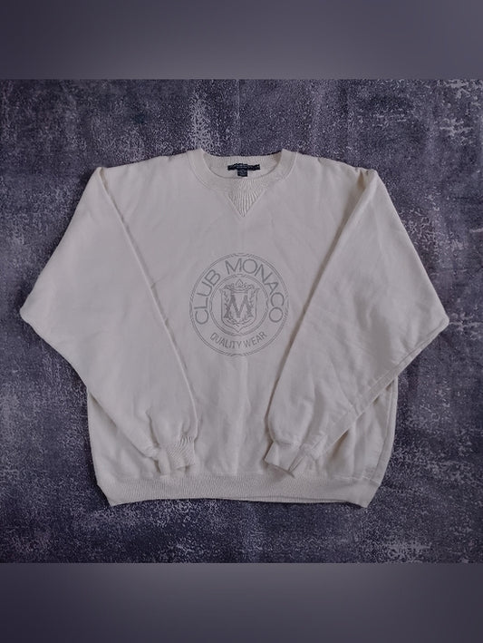 Vintage Club Monaco Cream Logo Crewneck Sweater