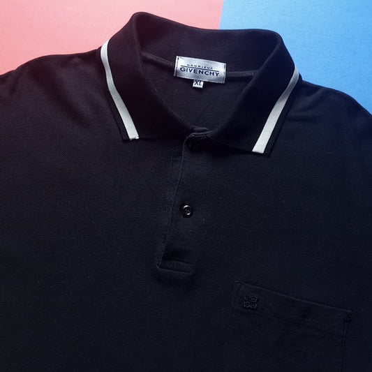 Vintage Monsieur Givenchy Shirt Black Polo Unisex