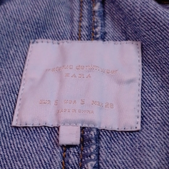 Zarra Denim Overall Dress with Frayed Hem