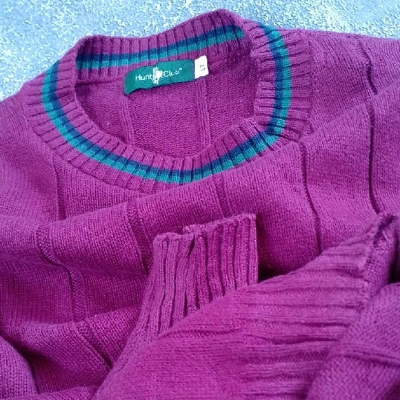 Vintage 90s HUNT CLUB Maroon Ribbed Knit Sweater