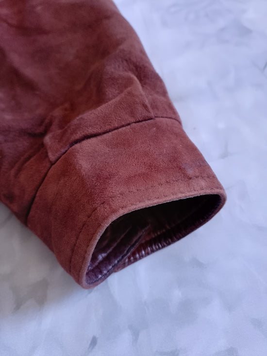Vintage Dimitri Rust Suede/Leather Long Jacket