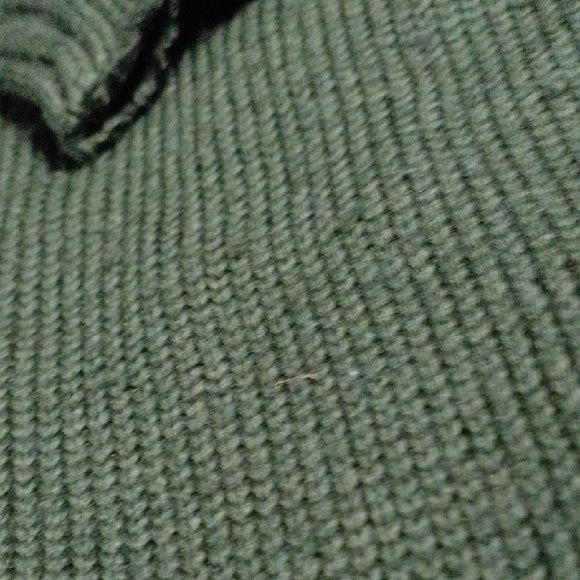 Vintage 90s WOOL OLSEN Green Sweater with Embroidered Bird Patch Design