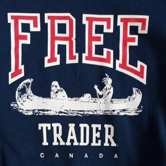 Vintage 90s FREE TRADER CANADA Indigenous in Canoe Graphic Crewneck Sweater