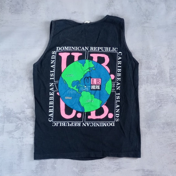 Vintage 90s Dominican Republic Caribbean islands I .B Here Muscle Shirt Single S