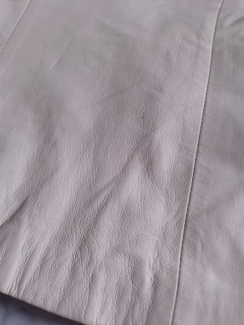 Women's Cream Zip-Front Leather Jacket Vera Pelle