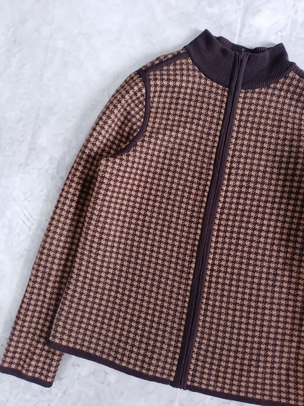 Pendleton Houndstooth Zip Up Jacket Wool