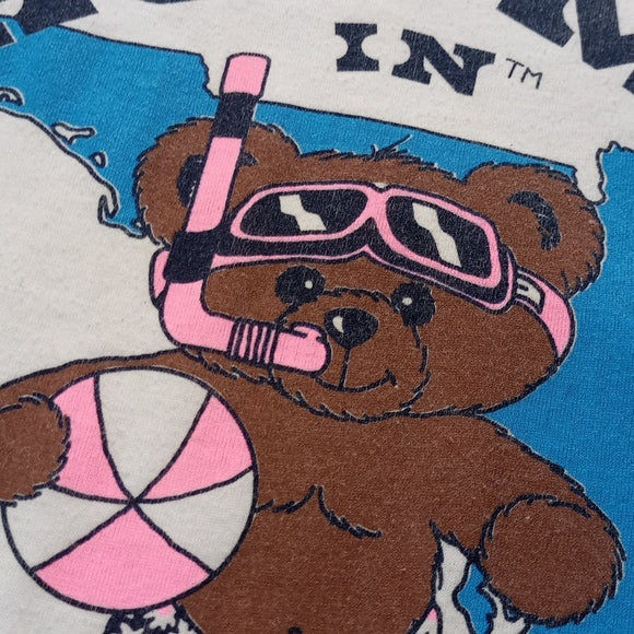 VINTAGE 1987 Hug Me In Florida Teddy Bear With Snorkel T-Shirt Single Stitch