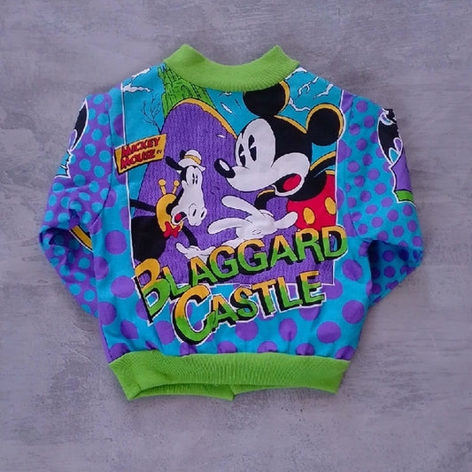 SUPER RARE VINTAGE 90s Disney Mickey Mouse In Blaggard Castle Comic AOP Jacket