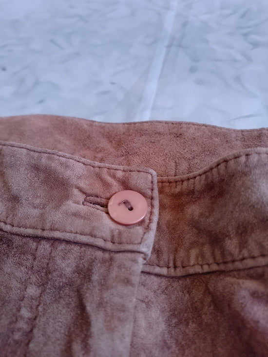 Vintage Suede/Leather Straight-Leg Pants With Weave on Side WESTERN