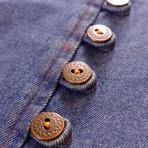 VINTAGE 90s Blue Denim Button-Down Skirt