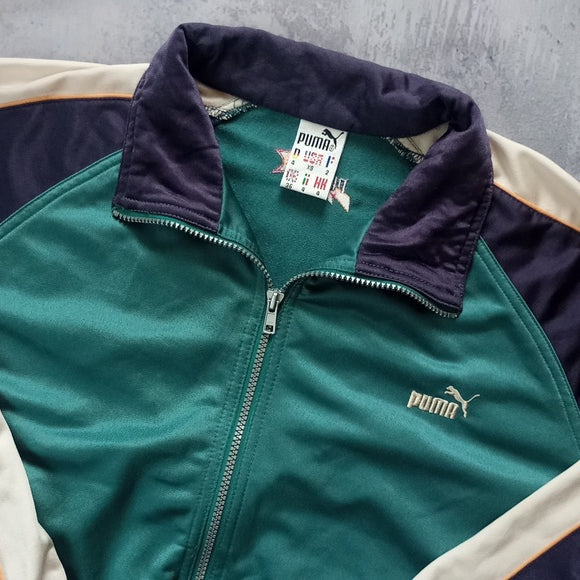 Vintage 1980s Puma Basketball Warm-Up Track Style Zip-Up Jacket