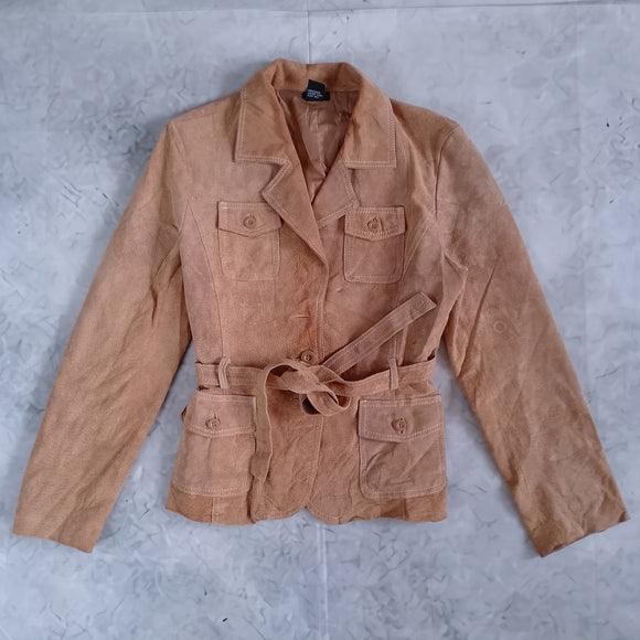 Rue21 Tan Suede Leather Belted Jacket
