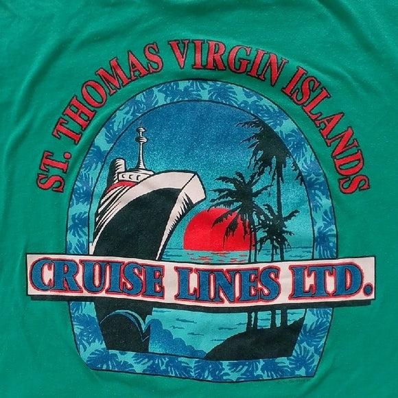 VINTAGE 90s ST.THOMAS VIRGIN ISLANDS CRUISE LINES LTD. SINGLE STITCH T-SHIRT