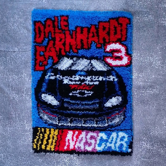 Vintage Dale Earnhardt NASCAR #3Handmade Latch Hook Rug