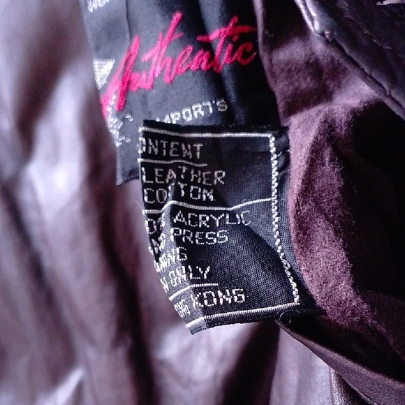 Vintage 80s Leather Bomber Jacket Reversible Made In Hong Kong