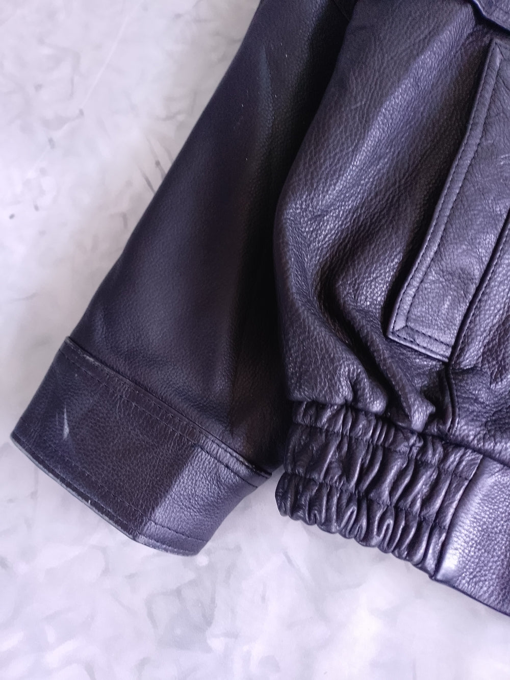 Vintage Men's Black Leather Bomber Jacket