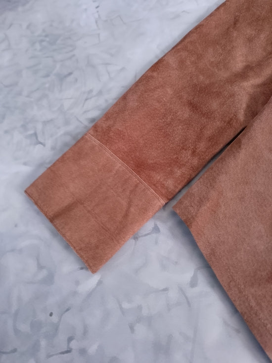 Vintage ROOTS Suede Button-Up Shirt Jacket - Brown