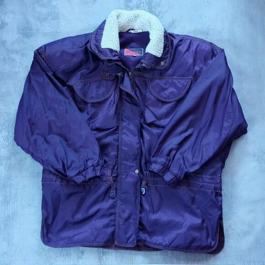 Vintage 90s Purple Sherpa Lined Collar Winter Jacket BULLET