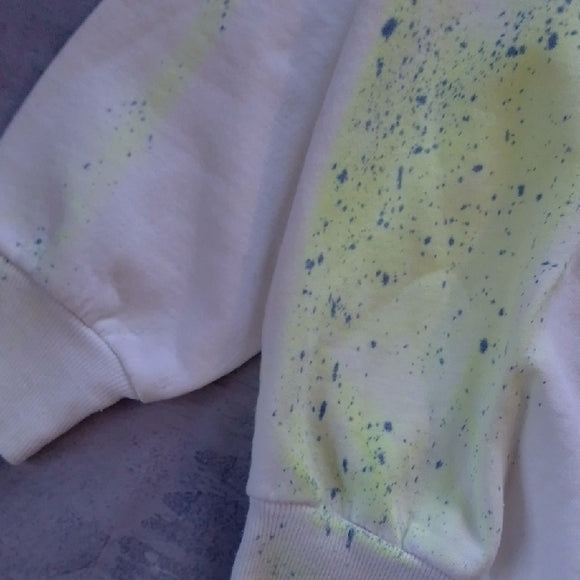 Vintage 90s Main Tavern White Sweatshirt with Splatter Design NEON UNISEX