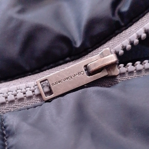 Calvin Klein Kids Dark Puffer Jacket with Faux Fur Trim