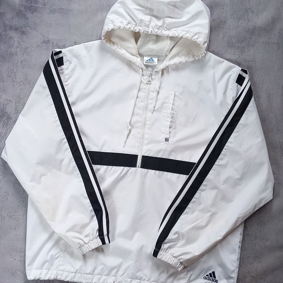 Vintage 90s ADIDAS Windbreaker Jacket WHITE