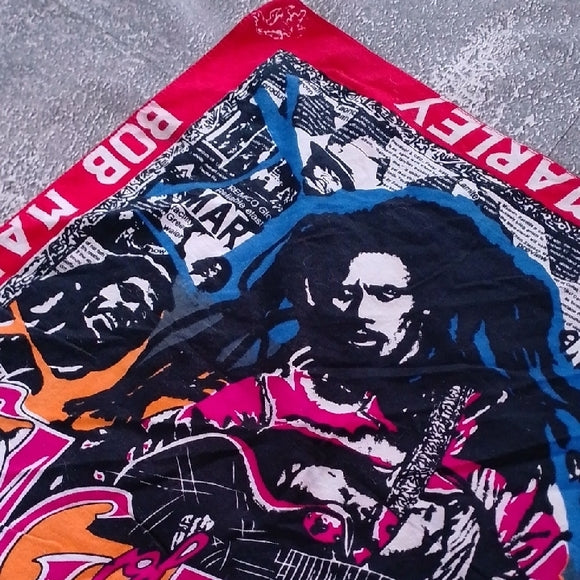 Vintage Bob Marley Playing Guitar Funkadelic style Graphic Bandana/Scarf