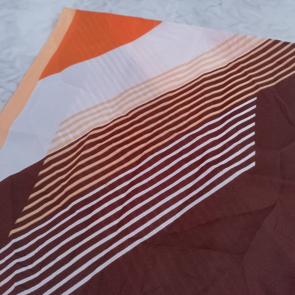 Vintage Monique Martin Heritage Geometric Scarf Brown Orange White Made in Italy