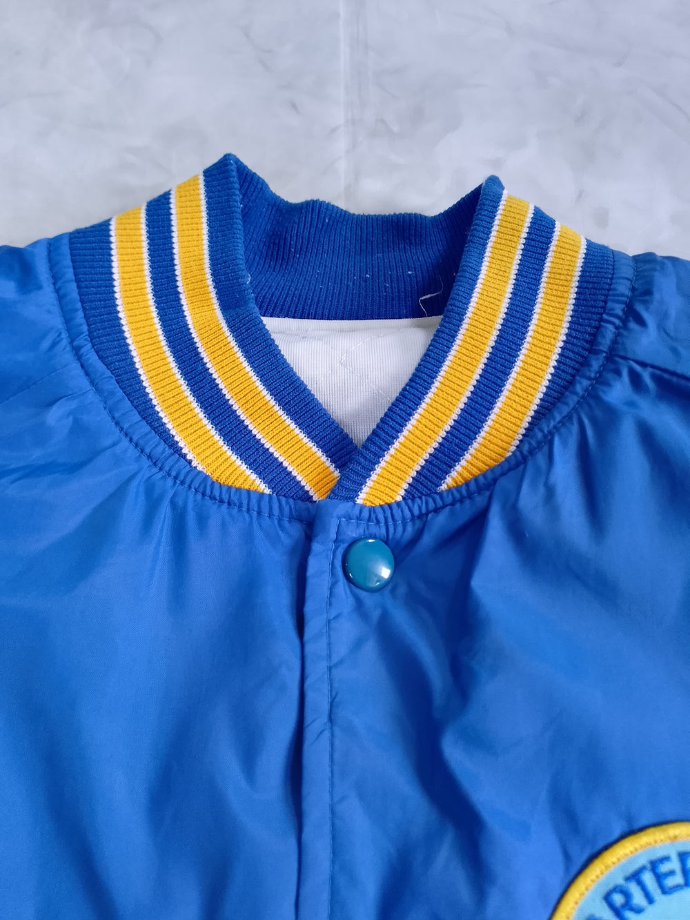 Vintage 90s Red Rivre Valley Flyer Patchwork Bomber Jacket with Yellow Trim