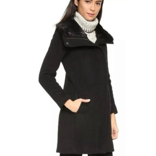 Club Monaco Wool Winter Jacket Rocio Faux Fur