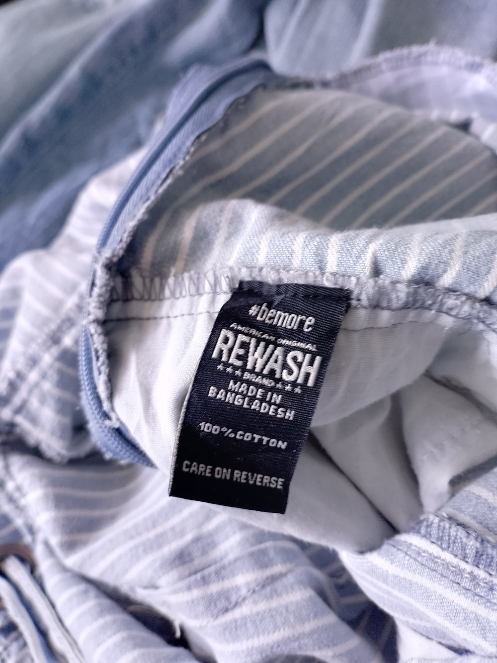 Striped Blue and White Jumpsuit with Waist Tie REWASH BRAND