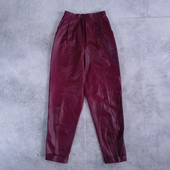 Vintage 90s NANCY HELLER Burgundy Leather Pants