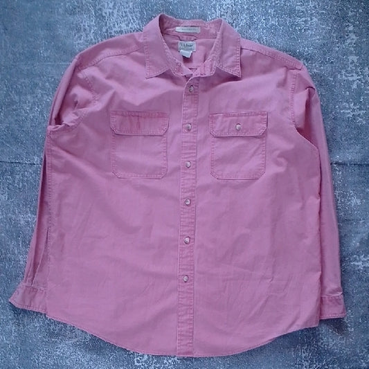 L.L. Bean Men's Casual Pink Button Down Shirt