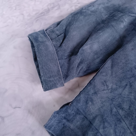 Vintage 90s Men's Blue Suede Button-Up Jacket BEDOYA & SLY