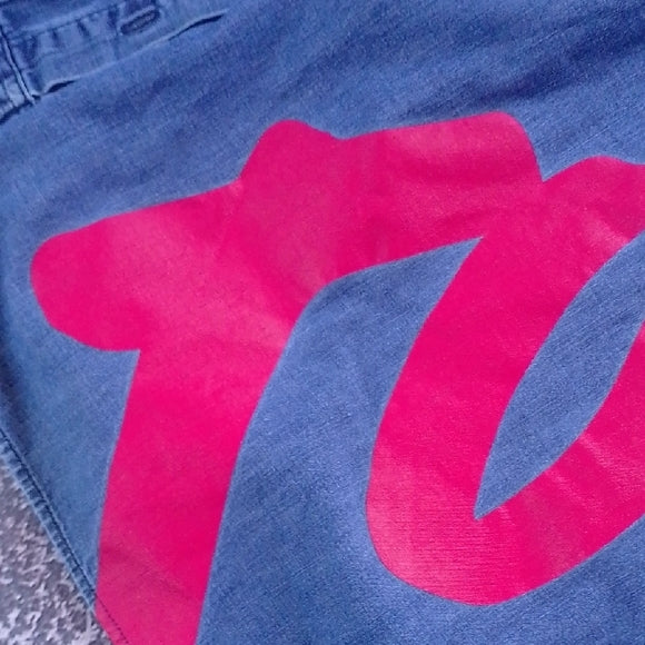 Tommy Hilfiger Blue Denim Shirt with Bold Red Logo CUSOTM FIT