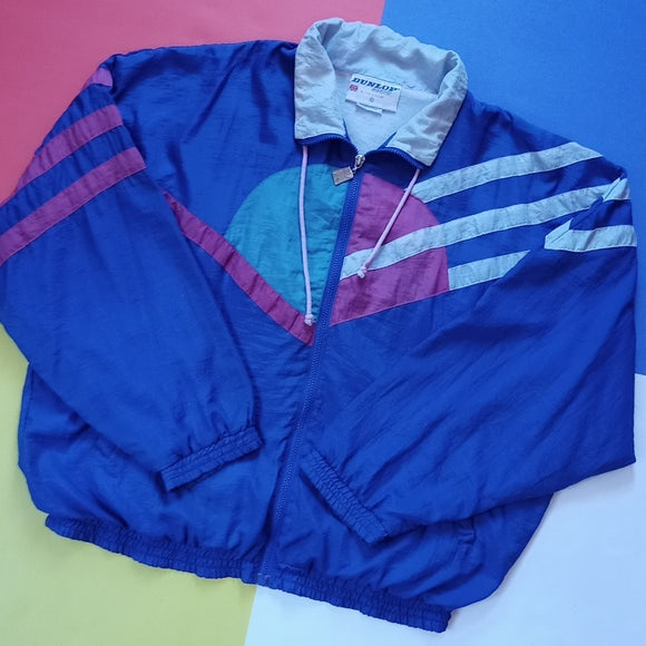 Vintage 90s Dunlop Funky Colour Block Windbreaker Track Suit Pants & Jacket