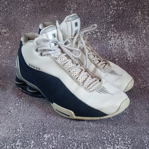 Nike Shox BB4 White Silver Navy Shoes AT7843-100 Vince Carter