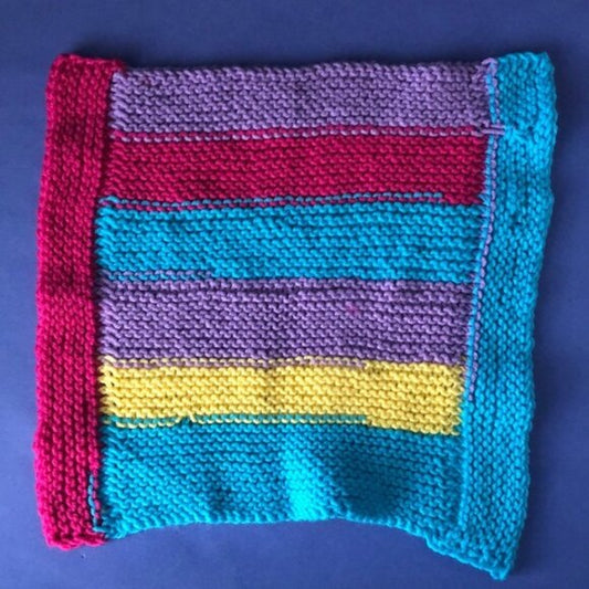 NWOT Vintage Hand-Knitted Made-in-Canada Colourful Baby Welcoming Mini Blanket