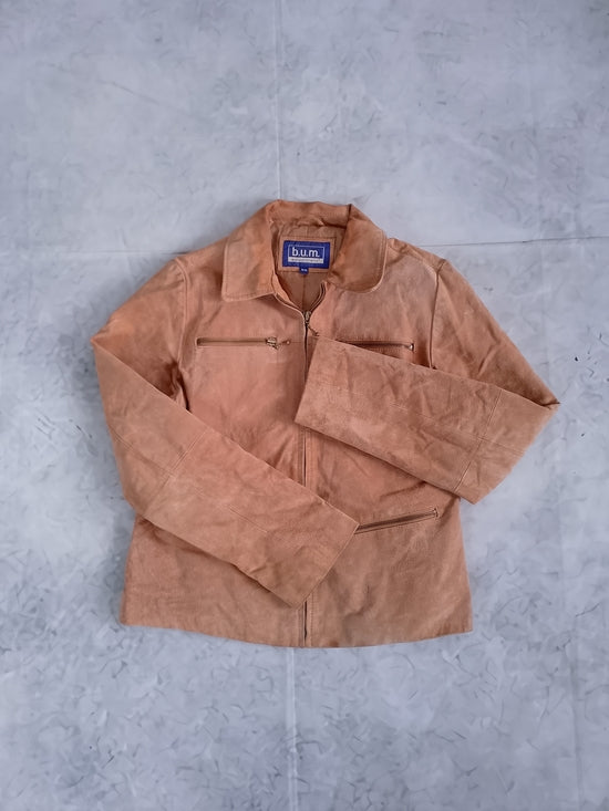 Vintage BUM Equipment Women's Tan Suede Zip Jacket
