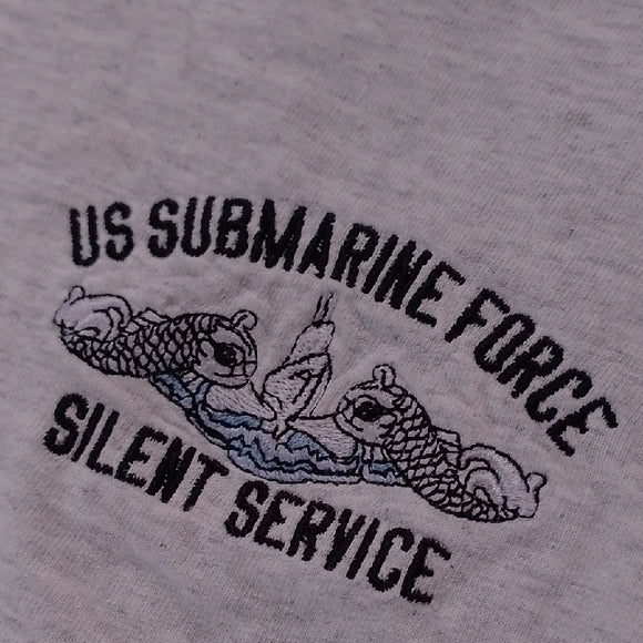 Vintage 90s US SUBMARINE FORCE SILENT SERVICE EMBROIDERED T-SHIRT