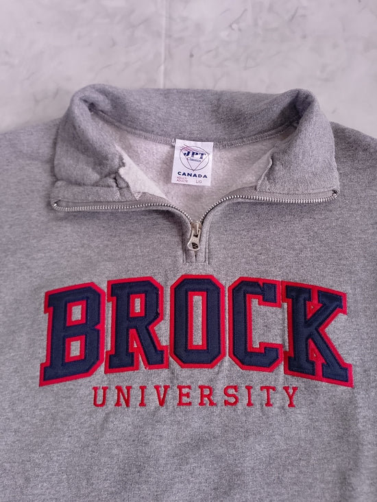 Brock University Embroidered Grey Quarter-Zip Sweatshirt
