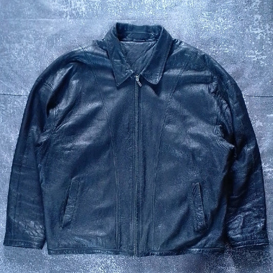VINTAGE Leather Jacket Black UNISEX
