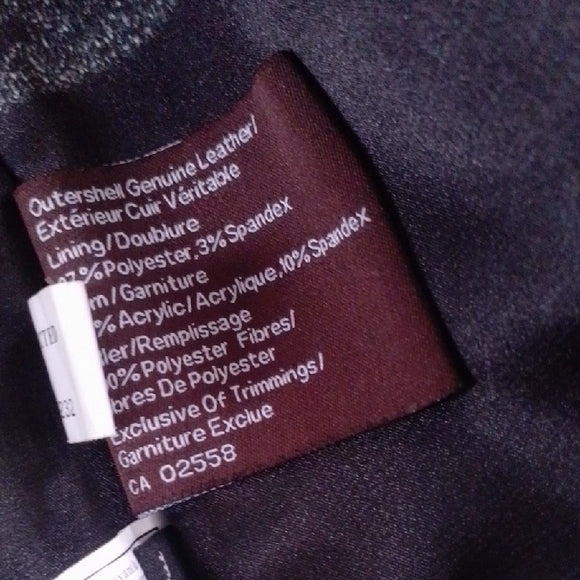 Danier Cream Leather Jacket With Forest Silhouette Inside