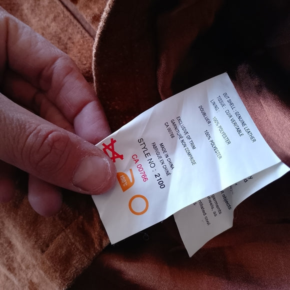 BRITCHES Men's Leather Suede Button-Front Jacket in Rust