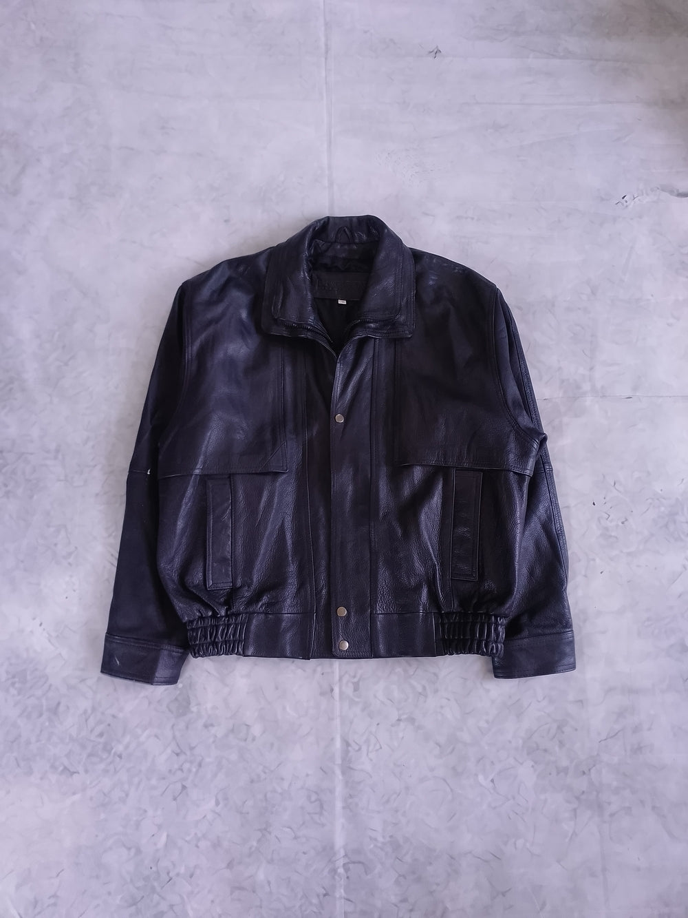 Vintage Men's Black Leather Bomber Jacket