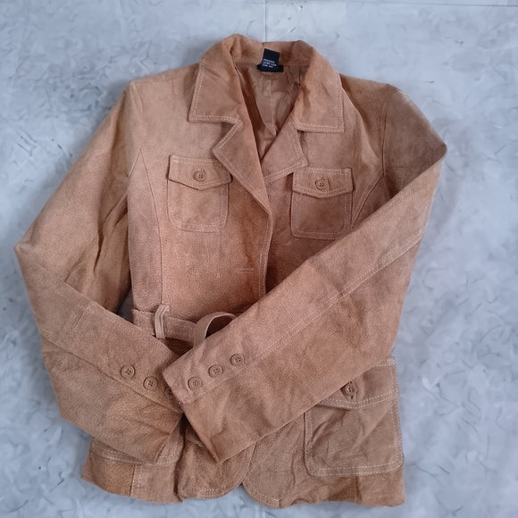 Rue21 Tan Suede Leather Belted Jacket